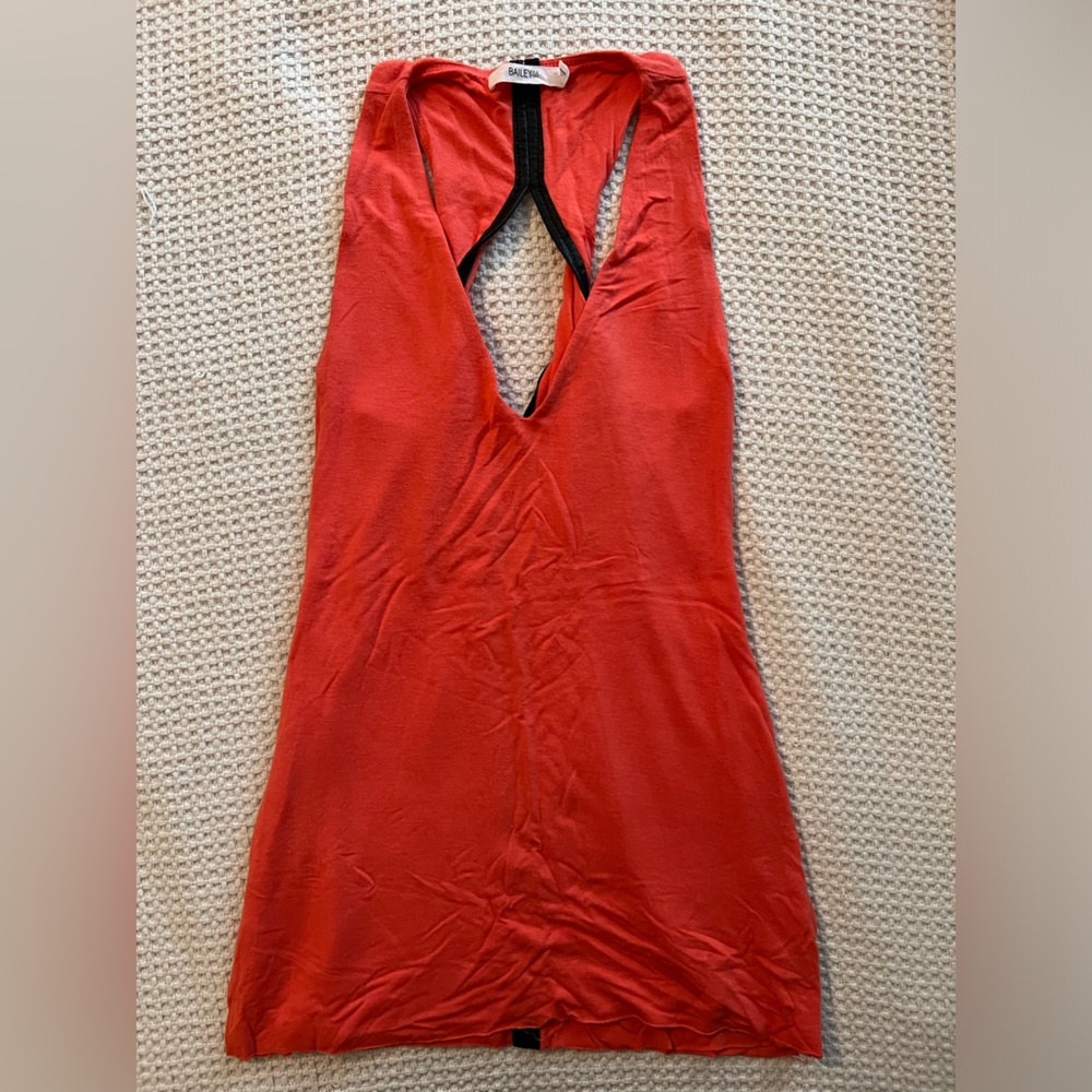 Bailey 44 V-Neck Top in Red with Open Back, Size XS